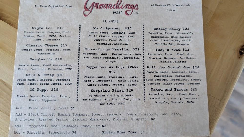 Groundling Pizza Co. Menu image 1