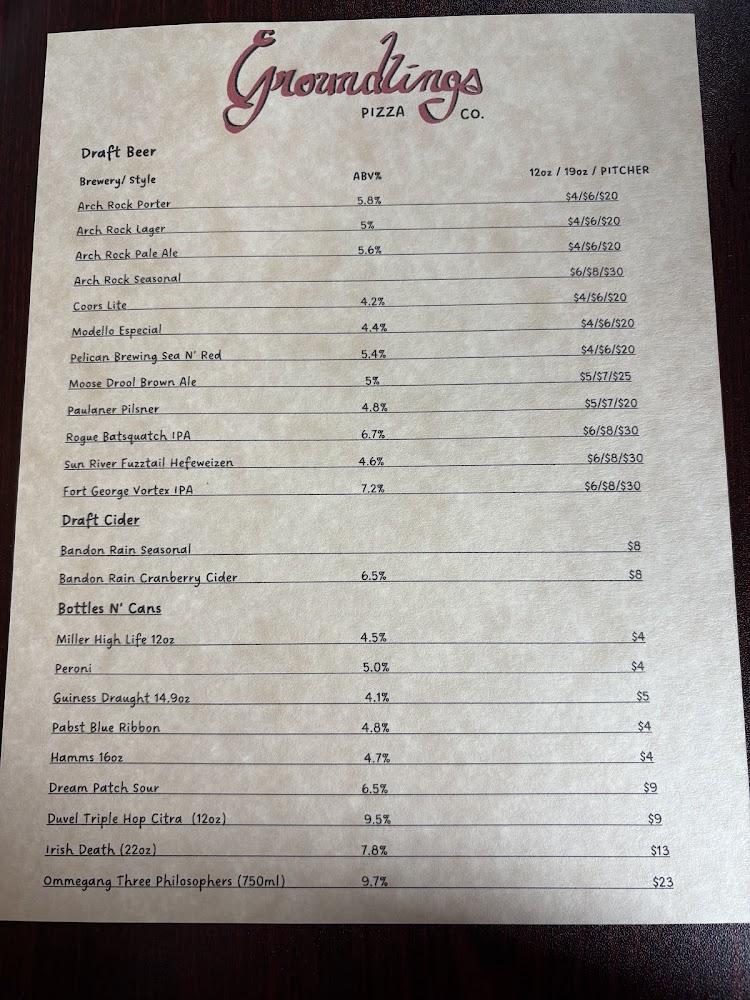 Groundling Pizza Co. Menu image 4